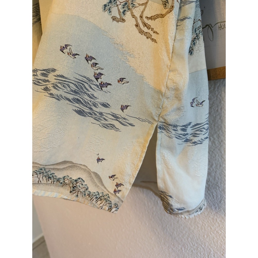 VTG Citron Santa Monica Men's Short Sleeve Silk Shirt – Cream & White Size L - Picture 4 of 8